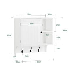 SoBuy SoBuy BZR103-W Nástěnná skříňka Koupelnová skříňka Lékárnička skříňka Koupelnový nábytek Bílá 60x60x30cm