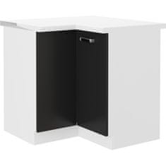 Veneti Dolní rohová skříňka ODONA - 89x89 cm, černá / bílá