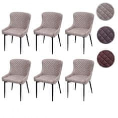 MCW Sada 6 jídelních židlí H79, kuchyňská židle křeslo židle, vintage kov ~ látka/textil šedá