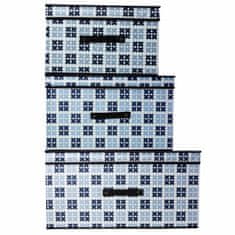 EDANTI 3X Úložný Box Koš S Víkem Vodotěsné Skládací Kontejner Organizér Do Skříně Na Oblečení Hračky Dokumenty Bílý/Modrý