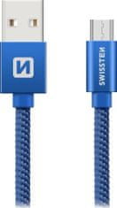 SWISSTEN Swissten Datový Kabel Textile Usb / Micro Usb 2,0 M Modrý