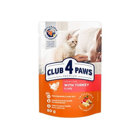 Club4Paws Premium C4P S krůtím masem v želé pro koťata 80g