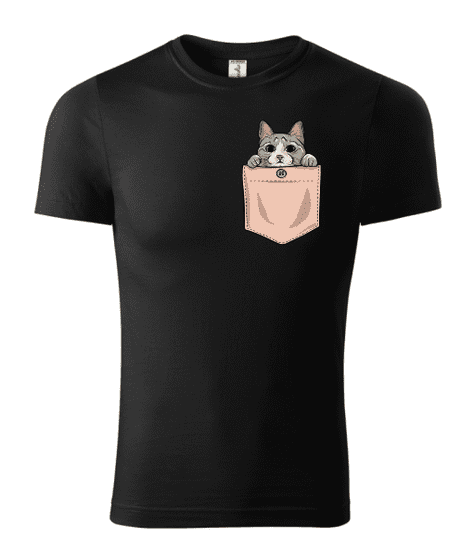 Fenomeno Dětské tričko Kočka Velikost: 110 cm/4 roky, Barva trička: Černé