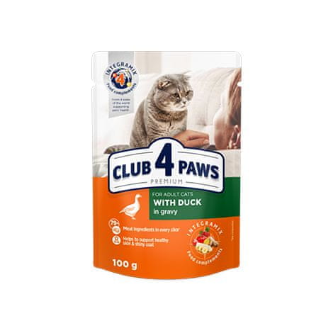 Club4Paws Premium C4P S kachnou v omáčce pro dospělé kočky 100g