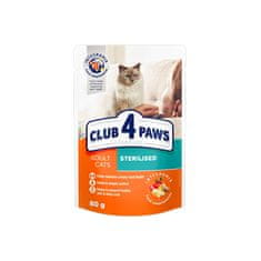 Club4Paws Premium C4P S hovězím v želé pro dospělé sterilizované kočky 80g