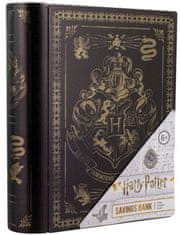 CurePink Kovová pokladnička Harry Potter: Kniha s erbem Bradavic (20 x 14 x 4 cm)