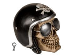 OOTB Pokladnička lebka s černou motorkářskou přilbou
