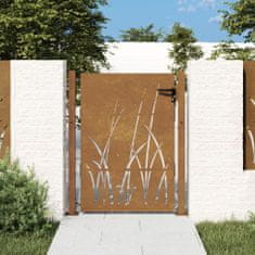 shumee VidaXL Zahradní brána, 105x130 cm, Corten Steel, Motiv trávy