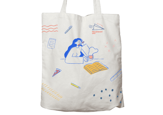 Pedagogický diář Plátěná taška do ruky se vzorem holky, barevný tisk