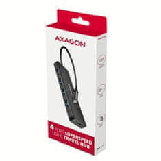 AXAGON HUE-C1C, 4x USB 5Gbps TRAVEL hub, USB-C napájecí konektor, kabel USB-C 19cm