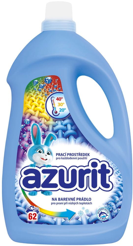 Levně Azurit Prací gel na barevné pro praní při nízkých teplotách 62 praní, 2,48 l