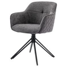 Autronic Jídelní a konferenční židle, potah tmavě šedá látka, kovové nohy, černý mat