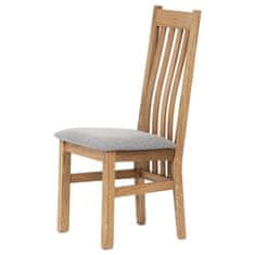 Autronic Dřevěná jídelní židle, potah stříbrná látka, masiv dub, přírodní odstín