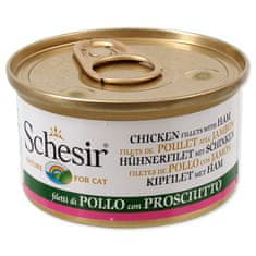 Schesir Konzerva SCHESIR Cat kuřecí + šunka v želé 85 g