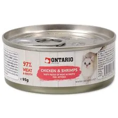 Ontario Konzerva ONTARIO Kitten kuřecí kousky s krevetami, 95 g
