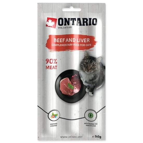 Ontario Pochoutka ONTARIO tyčinky hovězí a játra 3x, 5 g