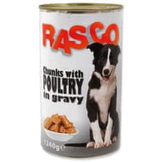 RASCO Konzerva Dog drůbeží kousky ve šťávě 1240 g