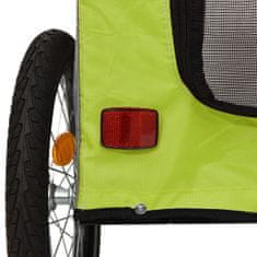 Greatstore Vozík za kolo pro psa zelený a šedý oxfordská tkanina a železo
