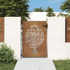 shumee VidaXL Zahradní brána, 85x150 cm, ocel Corten, motiv stromu