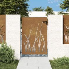 shumee VidaXL Zahradní brána, 85x150 cm, ocel Corten, motiv trávy