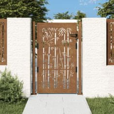 shumee VidaXL Zahradní brána, 105x130 cm, ocel Corten, motiv bambusu
