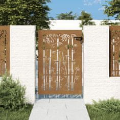 shumee VidaXL Zahradní brána, 85x125 cm, ocel Corten, motiv bambusu