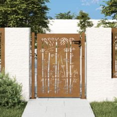 shumee VidaXL Zahradní brána, 105x130 cm, ocel Corten, motiv bambusu