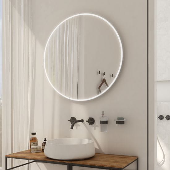 NIMCO Kulaté zrcadlo do koupelny 60 cm s osvětlením, dotykový spínač NIMCO ZP 26000RV