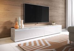 Veneti TV stolek CERIEE 180 - beton / bílá lesklá