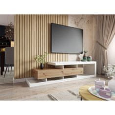 Veneti Designový TV stolek BALINA - bílý / dub wotan
