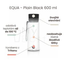 Equa Plastová láhev do školy EQUA - Plain Black 600 ml