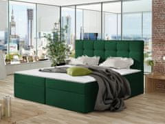 Veneti Boxpringová manželská postel 140x200 CLARA - zelená + topper ZDARMA