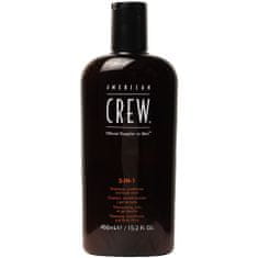 American Crew 3v1 pánský sprchový gel a kondicionér, Šetrně čistí pokožku a vlasy, odstraňuje nečistoty, 450ml