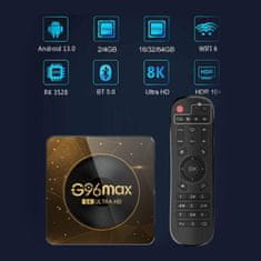 Multimediální přehrávač SMART TV BOX G96 max, 8K Ultra HD, DEKODÉR, 2GB/16GB, ANDROID 13.0, Netflix, HBO 