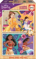 Educa Dřevěné puzzle Disney princezny 2x25 dílků
