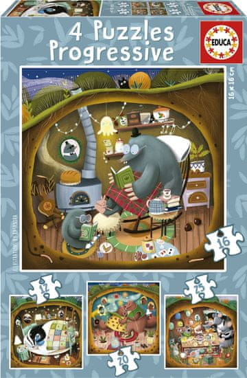 Educa Puzzle Lesní příběhy 4v1 (12,16,20,25 dílků)