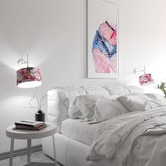 LIGHT FOR HOME Designové nástěnné světlo s květovaným stínidlem 60401 "Lefor", 1x60W, E27, Bílá