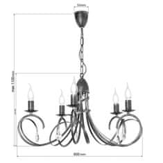 LIGHT FOR HOME Závěsný lustr na řetězu 18505 "VIRGINIA CRYSTAL", 5x40W, E14, bílá, stříbrná patina