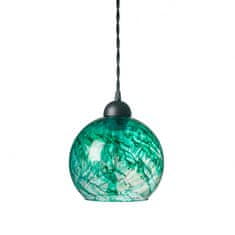 LIGHT FOR HOME Závěsné svítidlo se stínítkem z foukaného skla v zeleném provedení 19603 "MARBLE", 1x60W, E27, Černá