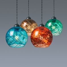 LIGHT FOR HOME Závěsné svítidlo se stínítkem z foukaného skla v jantarové barvě 19603 "MARBLE", 1x60W, E27, Černá