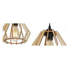 LIGHT FOR HOME Nastavitelná dřevěná lampa s geometrickými stínidly TIMBER 2360/3/OW, 3x60W, E27, Černá