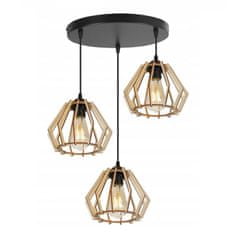 LIGHT FOR HOME Nastavitelná dřevěná lampa s geometrickými stínidly TIMBER 2360/3/OW, 3x60W, E27, Černá