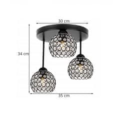 Elegantní závěsná lampa na tyči s dekorativními stínidy CRYSTAL 2220/3/OP, 3x60W, E27, Černá