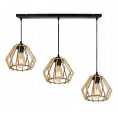 LIGHT FOR HOME Moderní svítidlo s dřevěnými stínidly v skandinávském stylu TIMBER 2360/3, 3x60W, E27, Černá