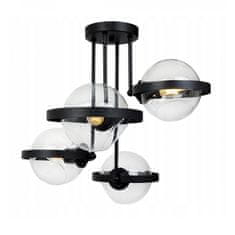 LIGHT FOR HOME Dekorativní lampa se skleněnými foukanymi svítidly RING 2340/4/B, 4x60W, E27, Černá