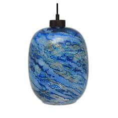 LIGHT FOR HOME Závěsné svítidlo se stínítkem z foukaného skla v barvě modrá melanž 19603 "Marble "made in Italy, 1x60W, E27, Černá