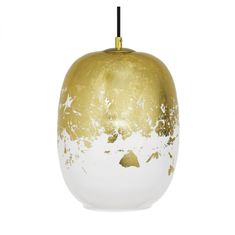 LIGHT FOR HOME Závěsné svítidlo se stínítkem z foukaného skla se zlatým zdobením 19603 "Marble" made in Italy, 1x60W, E27, hnědá, zlatá