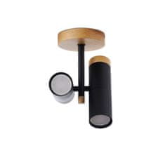 LIGHT FOR HOME Designové stropní bodové svítidlo s dřevěnými prvky 70304 "NIMBA", 2x35W, GU10, černá, přírodní olše