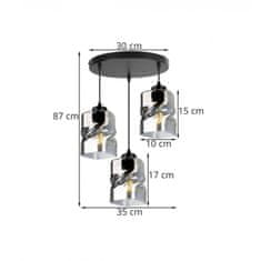 LIGHT FOR HOME Moderní LED závěsné svítidlo se skleněnými stínidly NIKI 2195/3/OW, 3x60W, E27, Černá