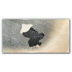 COLORAY.CZ Obraz na skle Abstrakce muž sníh 100x50 cm